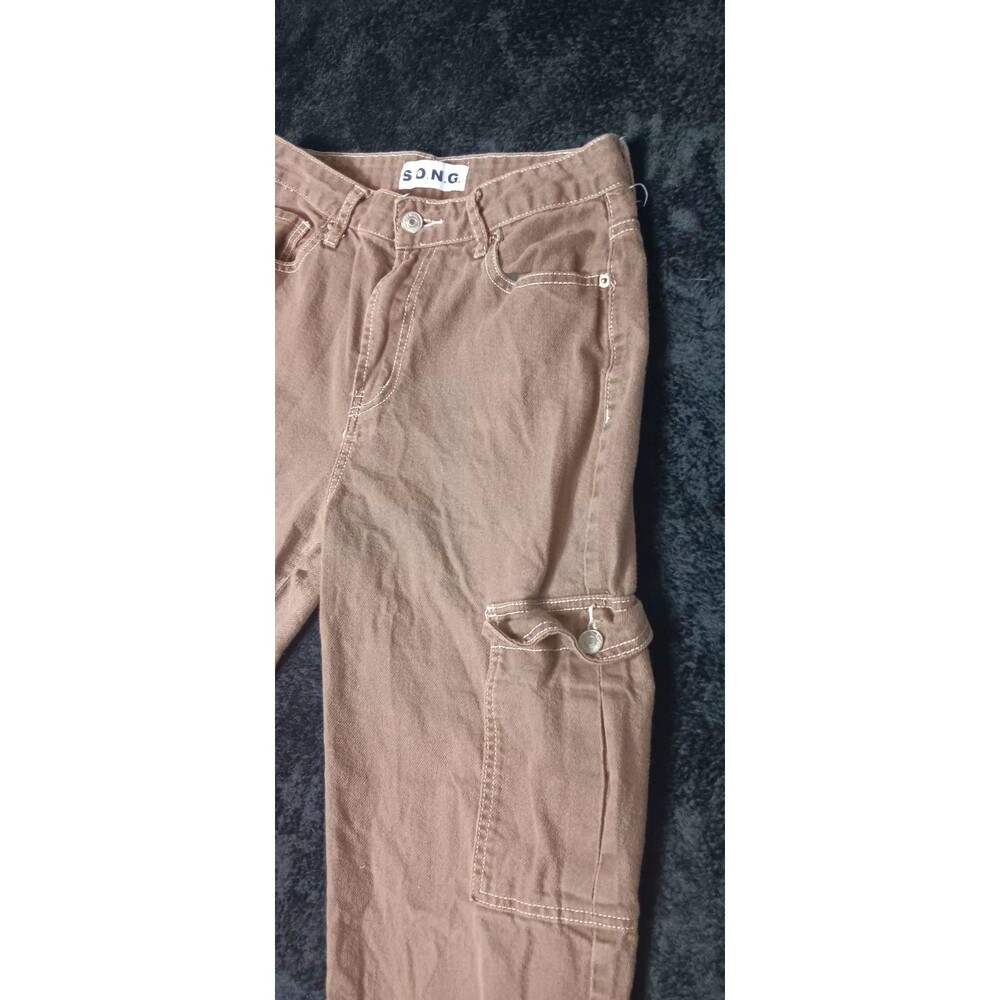 SONG Y2K 90s Boyfriend Cargo Utility Pants Juniors 5/27 Brown Gorpcore Cabincore - Picture 4 of 12
